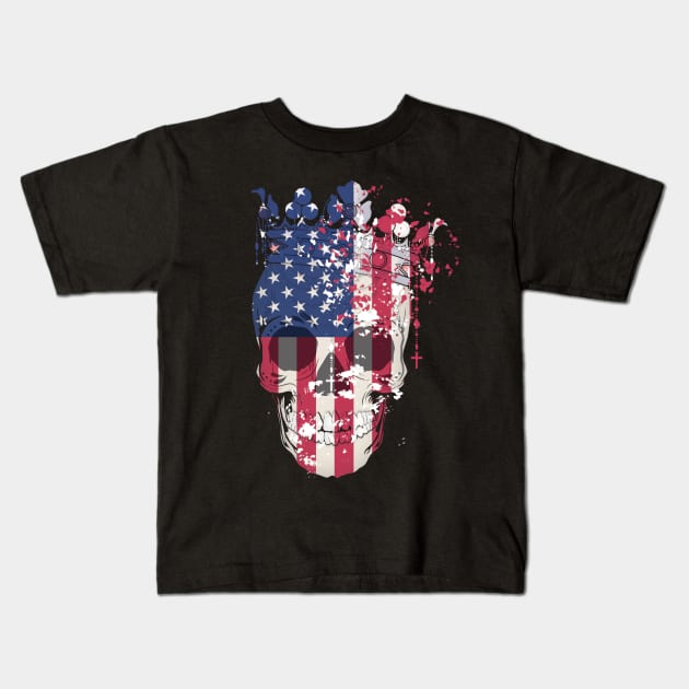 USA Skull Kids T-Shirt by chelbi_mar